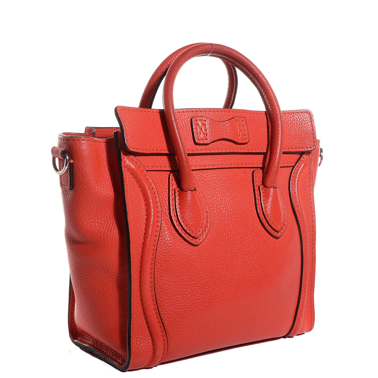 Drummed Calfskin Nano Luggage Vermillion