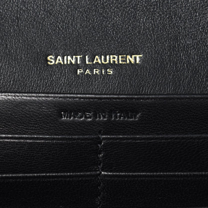 Saint Laurent Lambskin Matelasse Monogram Vicky Chain Wallet Black 6 of 9