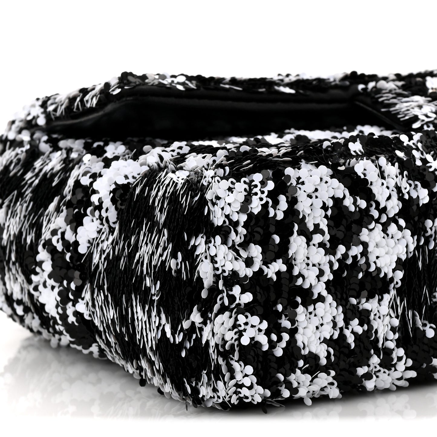 Sequin Houndstooth Small Flap Black White