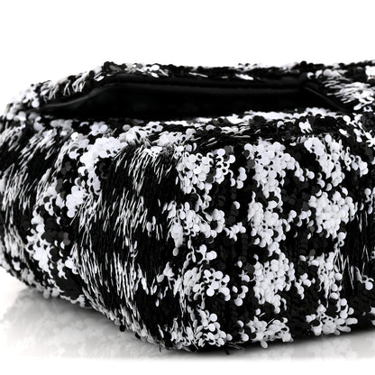 Chanel Sequin Houndstooth Small Flap Black White 9 of 10