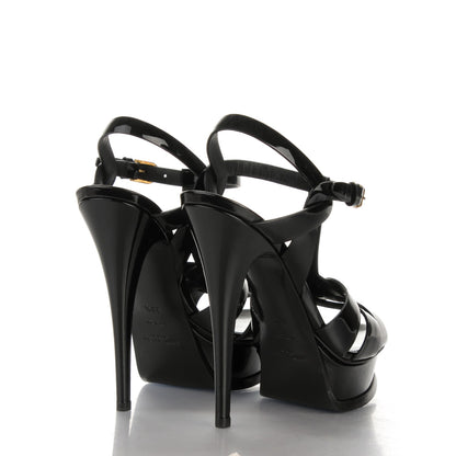 Saint Laurent Vitello Vernice Tribute 105 Platform Sandals 38.5 Black 4 of 9