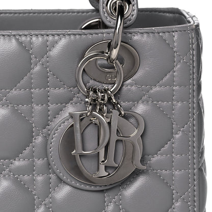 Christian Dior Lambskin Cannage Medium Lady Dior Crystal Strap Grey 8 of 15