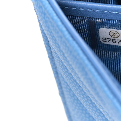 Chanel Caviar Chevron Quilted Large Flap Wallet Light Blue 8 of 10