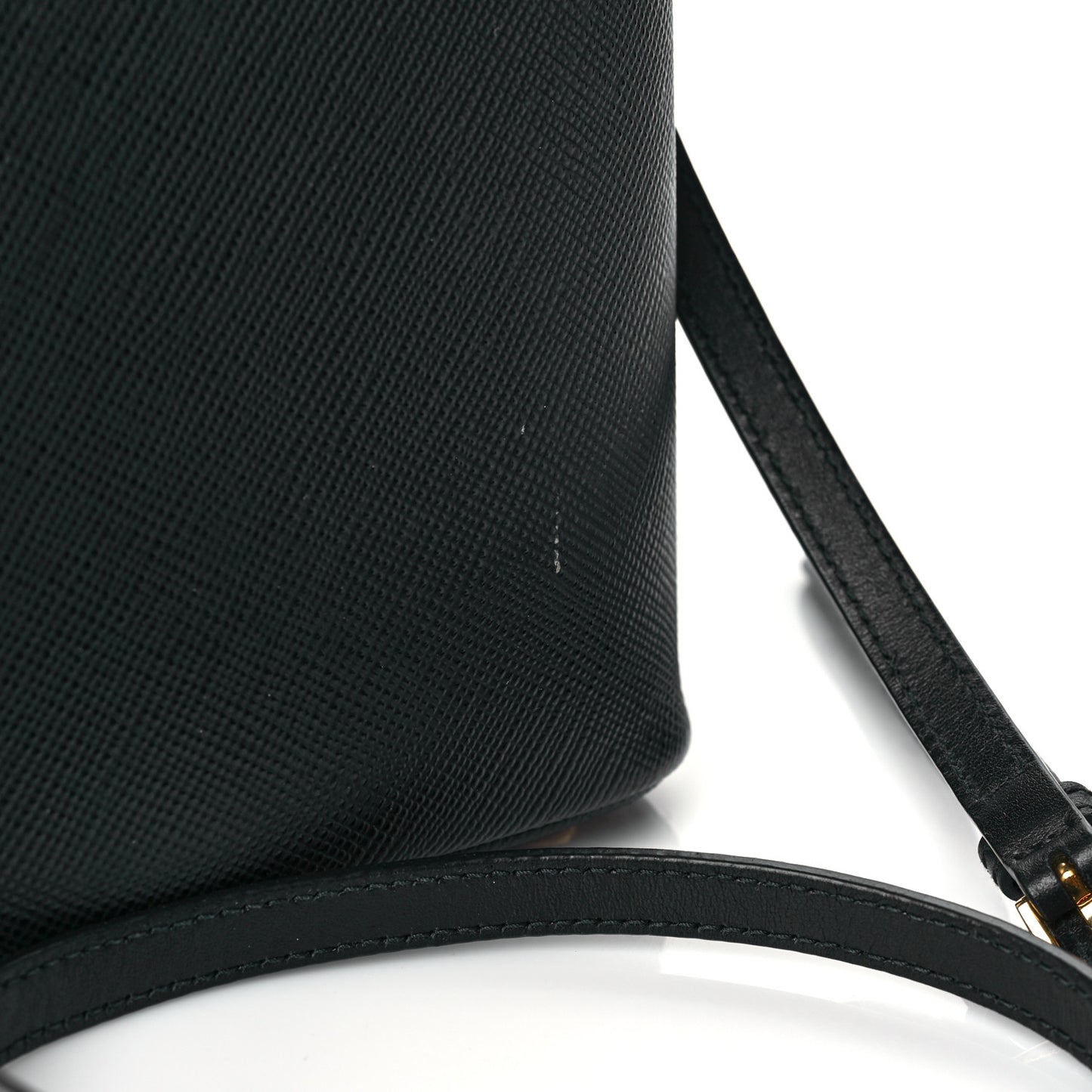 Saffiano Cuir Small Panier Bucket Bag Black Fuoco