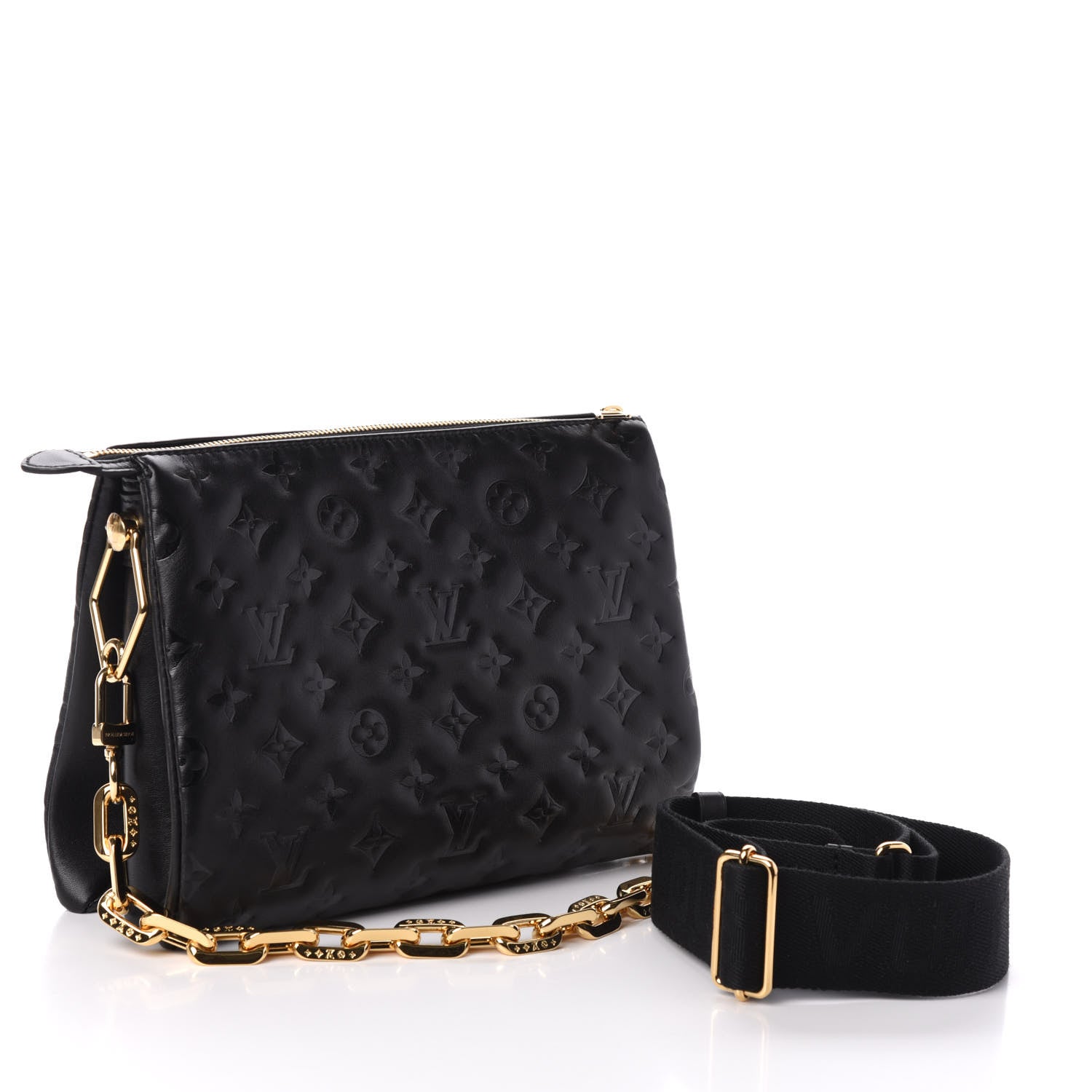 Louis Vuitton Lambskin Embossed Monogram Coussin PM Black 3 of 9