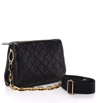 Louis Vuitton Lambskin Embossed Monogram Coussin PM Black 3 of 9