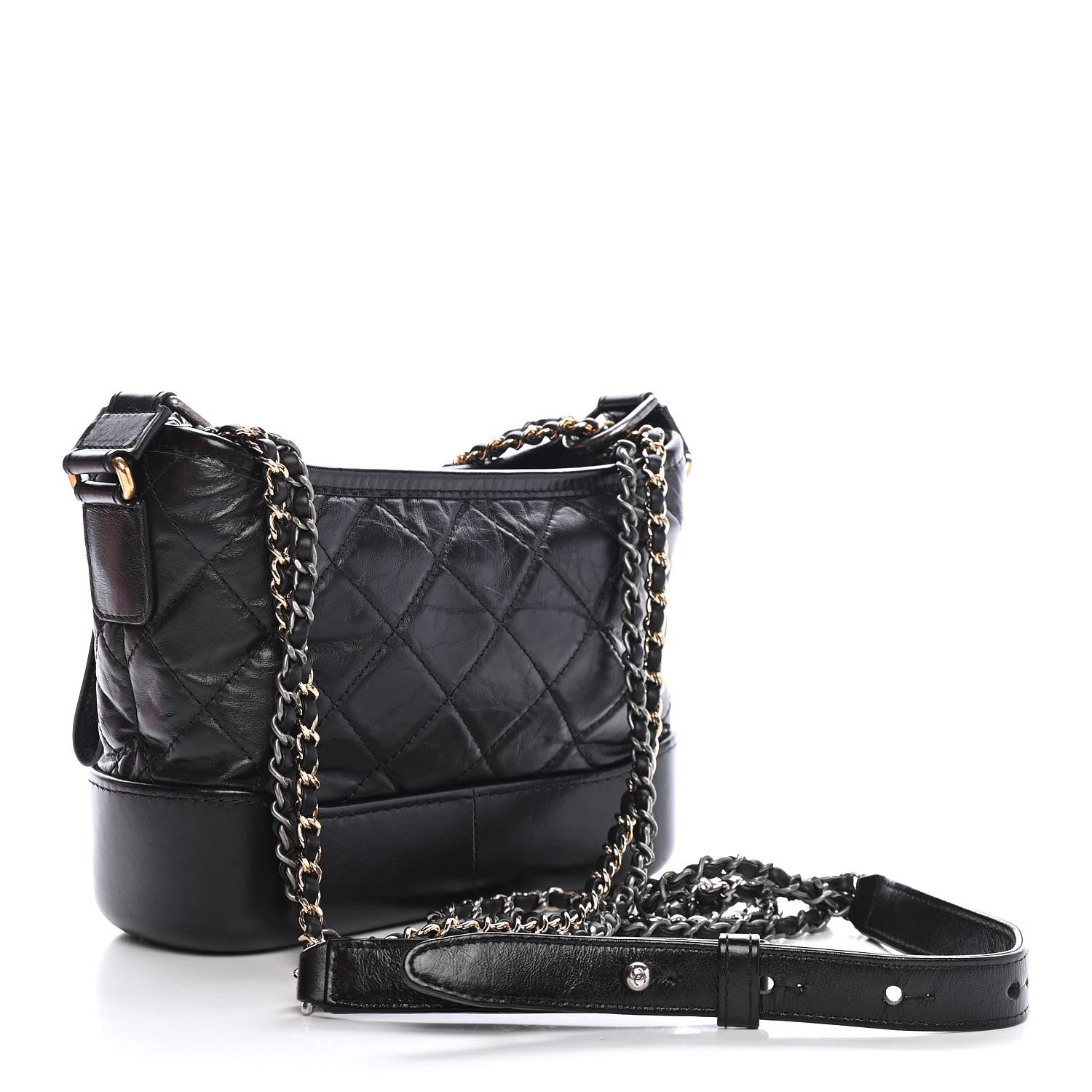 Chanel Aged Calfskin Quilted Small Gabrielle Hobo Black 2 of 9