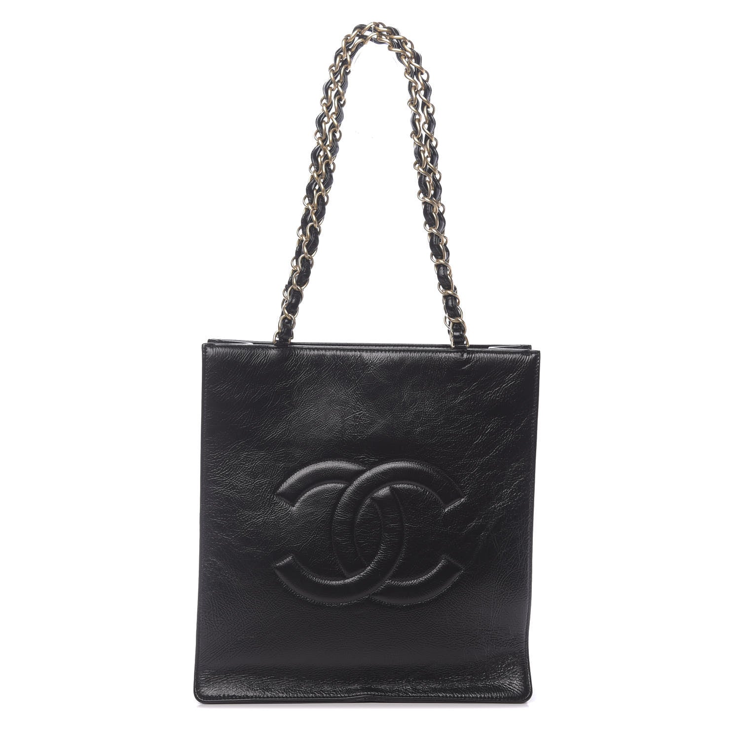 Chanel Shiny Aged Calfskin North South Shopping Bag Black 1 of 10