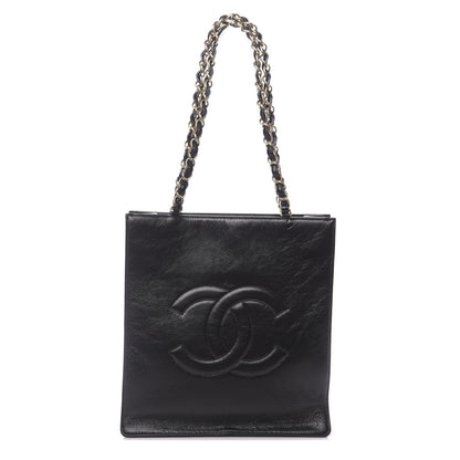 Chanel Shiny Aged Calfskin North South Shopping Bag Black 1 of 10