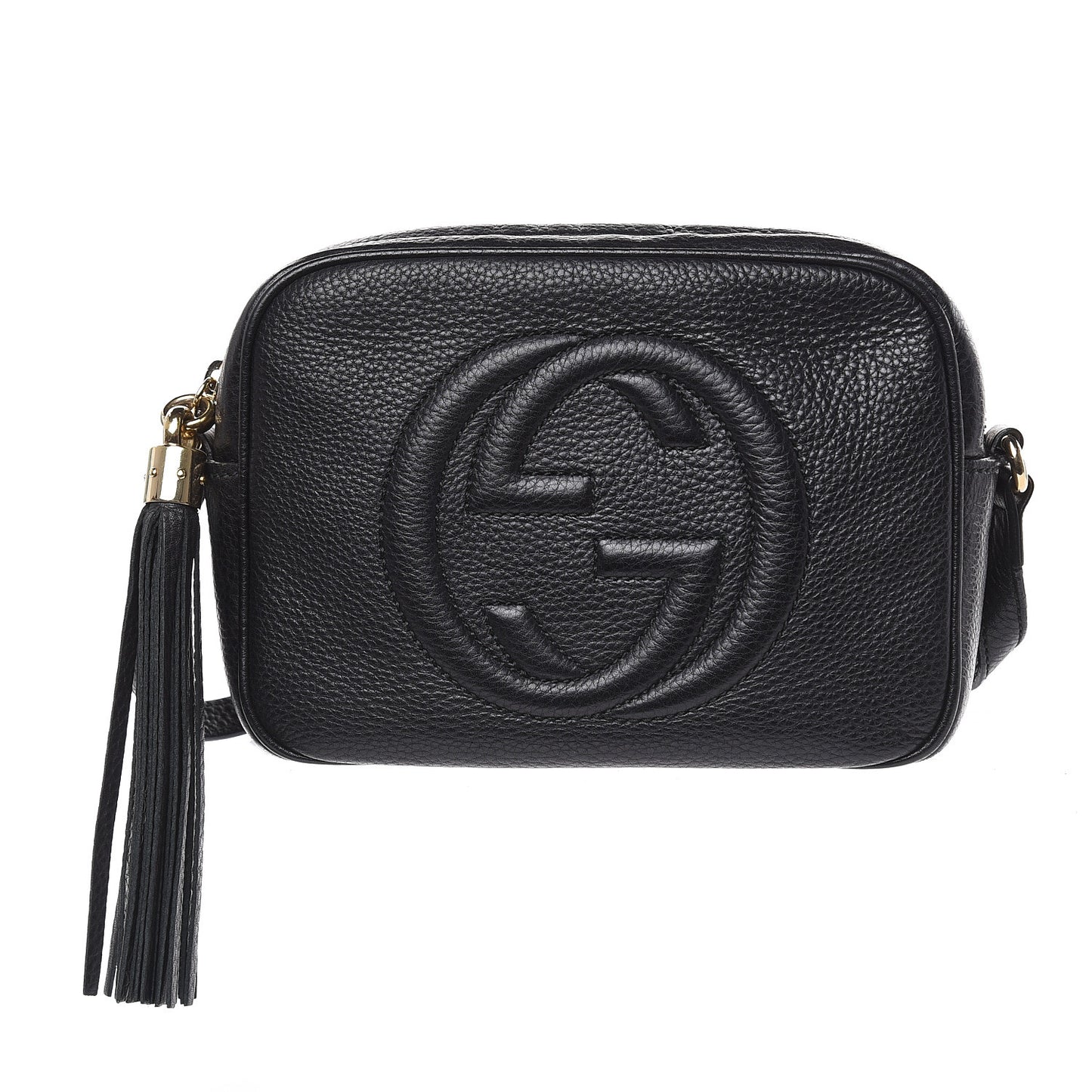 Pebbled Calfskin Small Soho Disco Bag Black