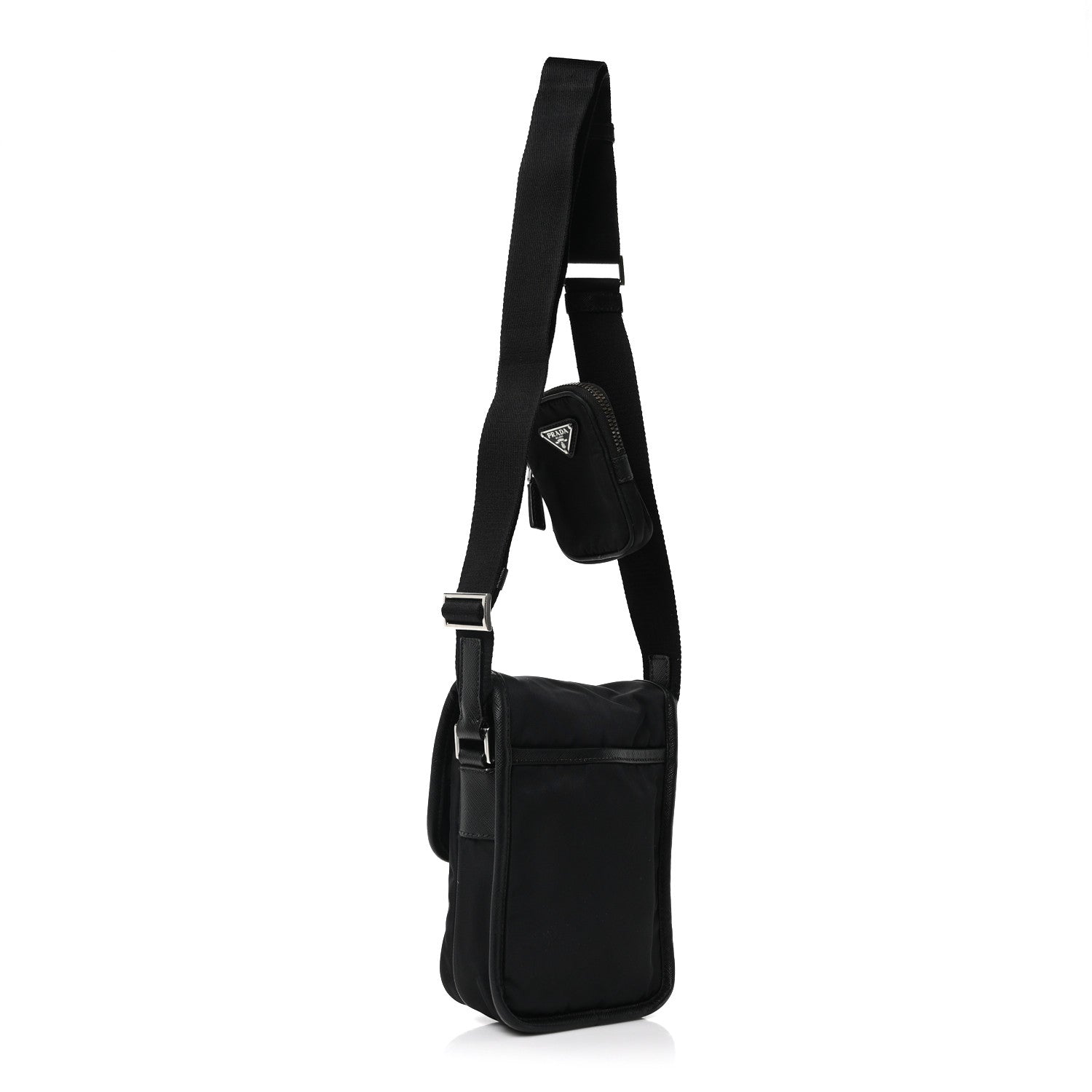 Prada Re-Nylon Saffiano Mini Pocket Single Snap Buckle Messenger Bag Black 3 of 10