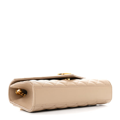 Saint Laurent Grain De Poudre Textured Mixed Matelasse Triquilt Small Monogram Satchel Dark Beige 4 of 11
