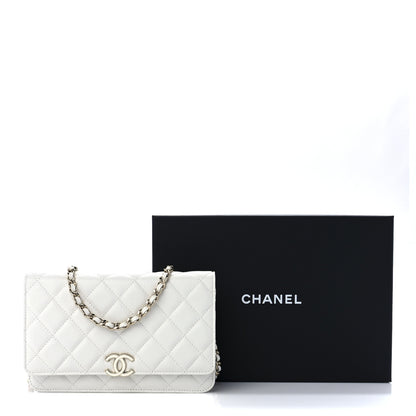 Chanel Caviar Quilted Enamel Wallet On Chain WOC White 13 of 13