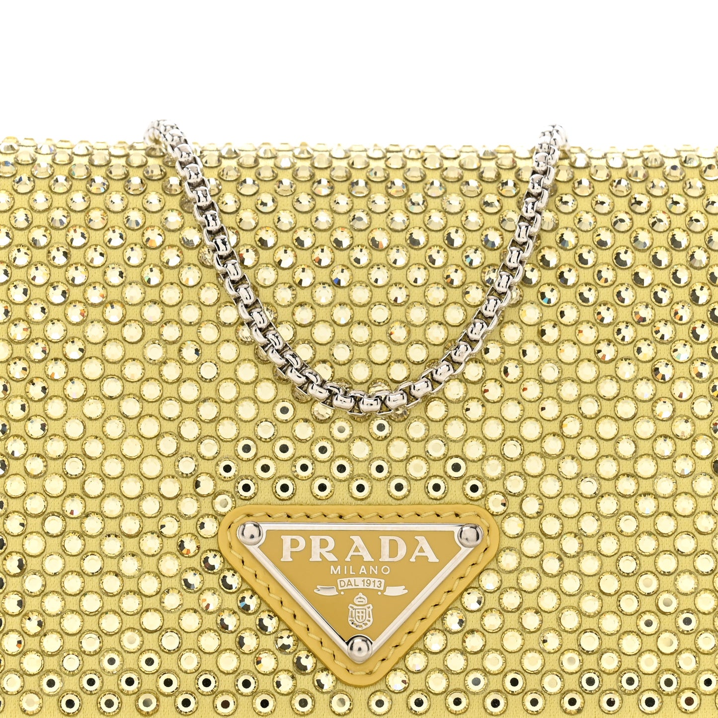 Satin Crystal Metal Triangle Logo Card Holder With Strap Ananas