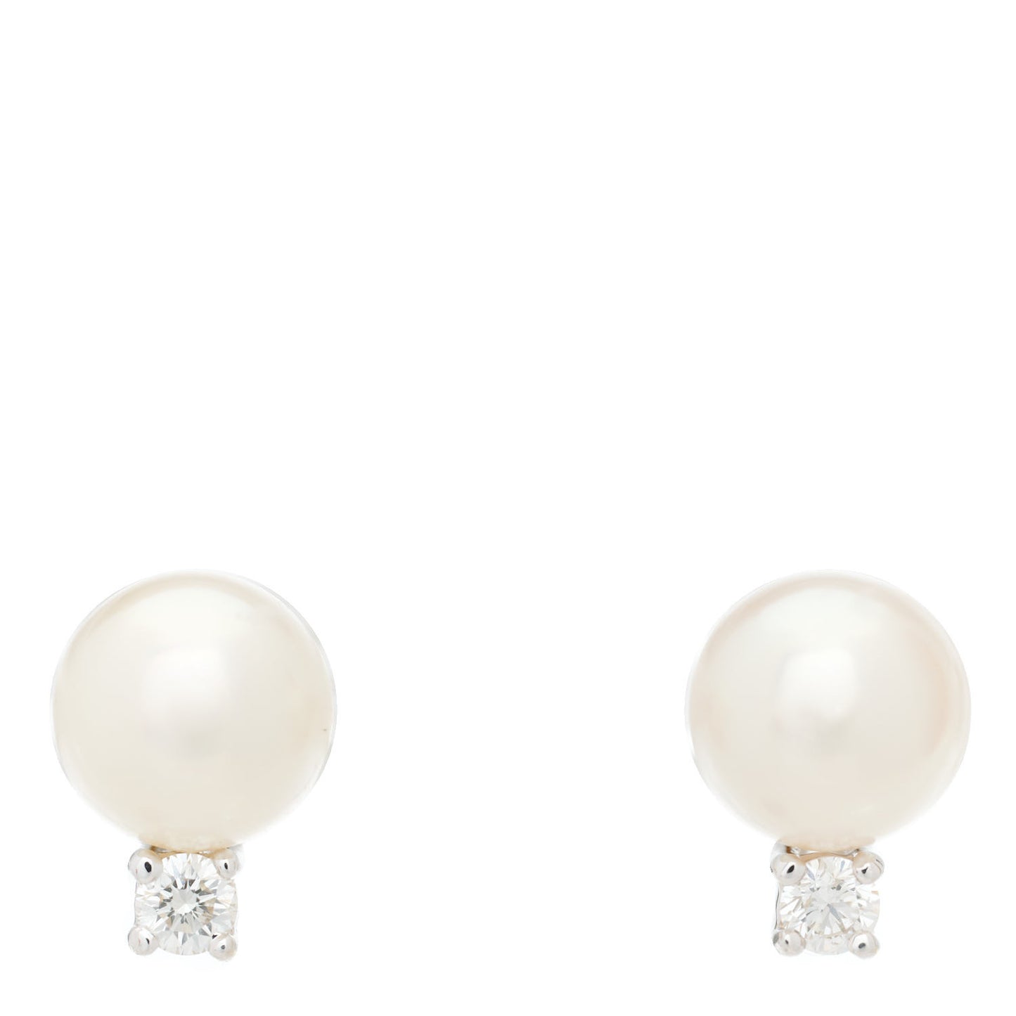 18K White Gold Diamond Akoya Pearl 6.5-7mm Signature Earrings