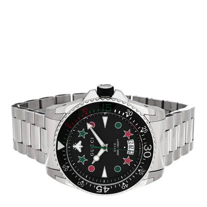 Gucci Stainless Steel 45mm Dive Quartz Watch Black 2 of 5