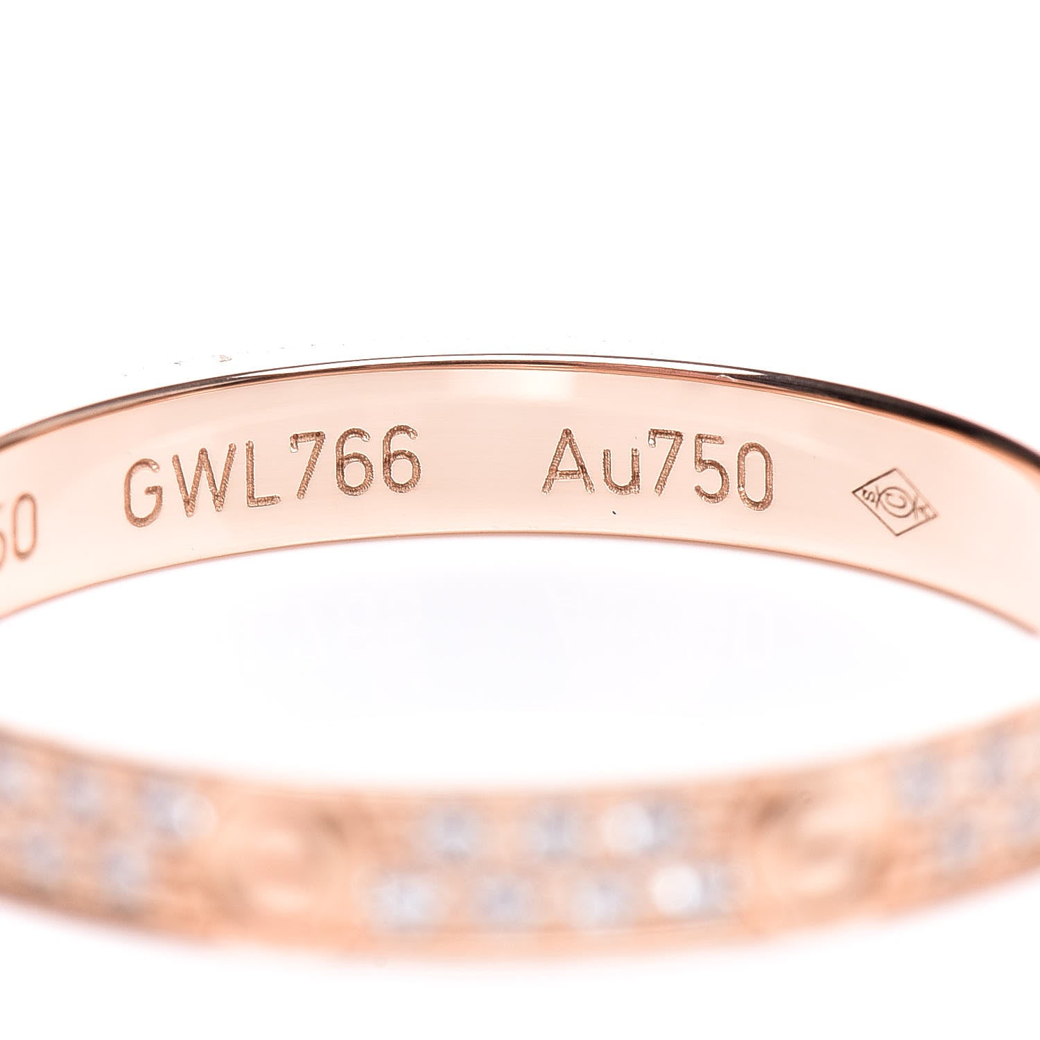 Cartier 18K Pink Gold Diamond 2.6mm LOVE Paved Band Ring 50 5.25 5 of 5