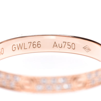 Cartier 18K Pink Gold Diamond 2.6mm LOVE Paved Band Ring 50 5.25 5 of 5
