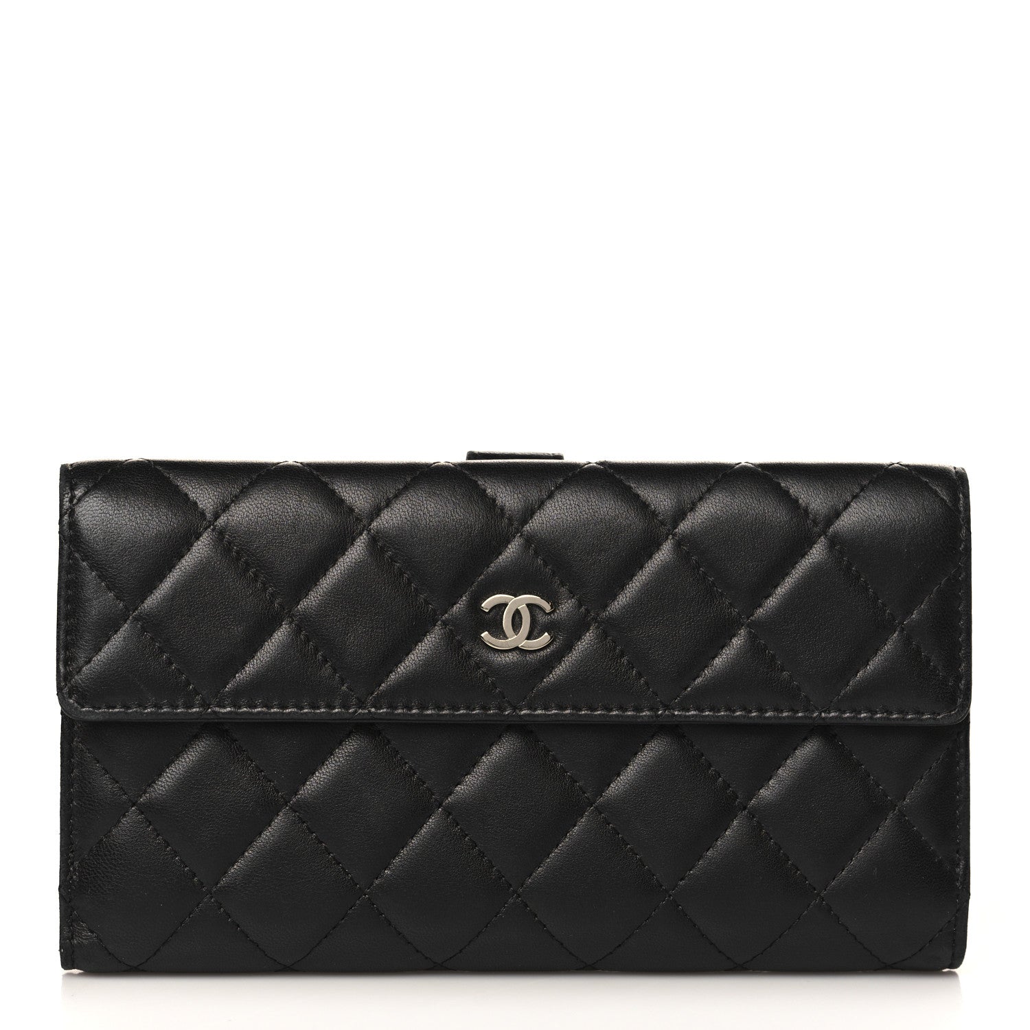 Chanel Lambskin Quilted Long Flap Wallet Black 1 of 13
