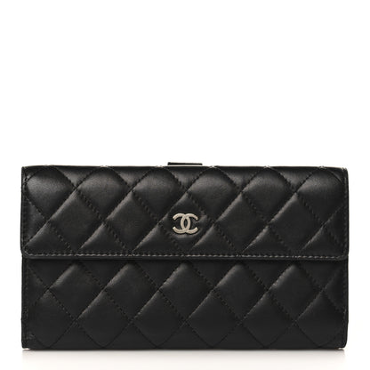 Chanel Lambskin Quilted Long Flap Wallet Black 1 of 13