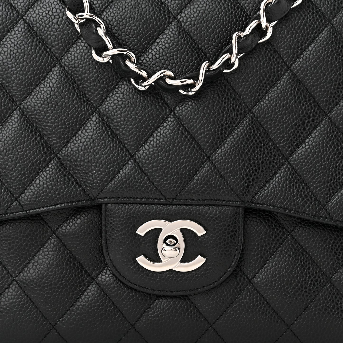 Caviar Quilted Jumbo Single Flap Black