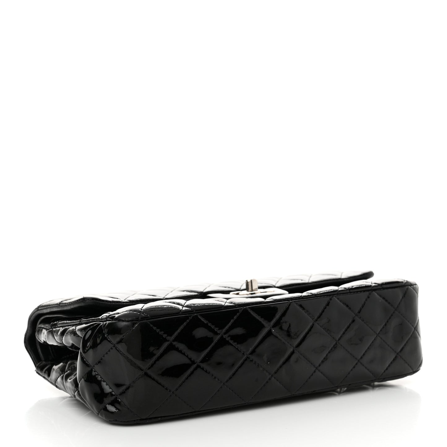 Patent Quilted Medium Double Flap Black