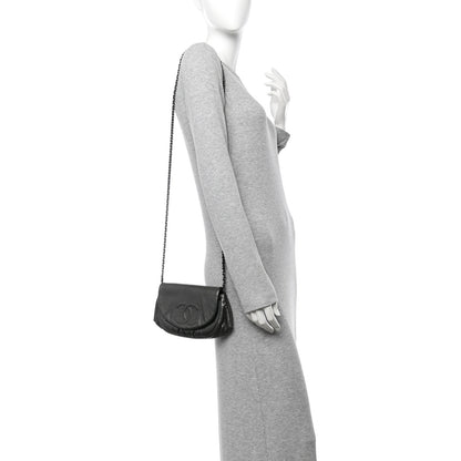 Chanel Metallic Caviar Half Moon Wallet On Chain WOC Dark Silver 2 of 11