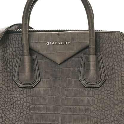 Givenchy Nubuck Crocodile Embossed Medium Antigona Washed Black 8 of 11