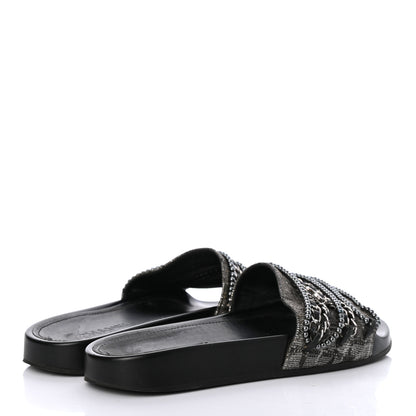 Chanel Fantasy Lambskin Pearl Chain CC Flat Mules 37 Silver Black 4 of 9
