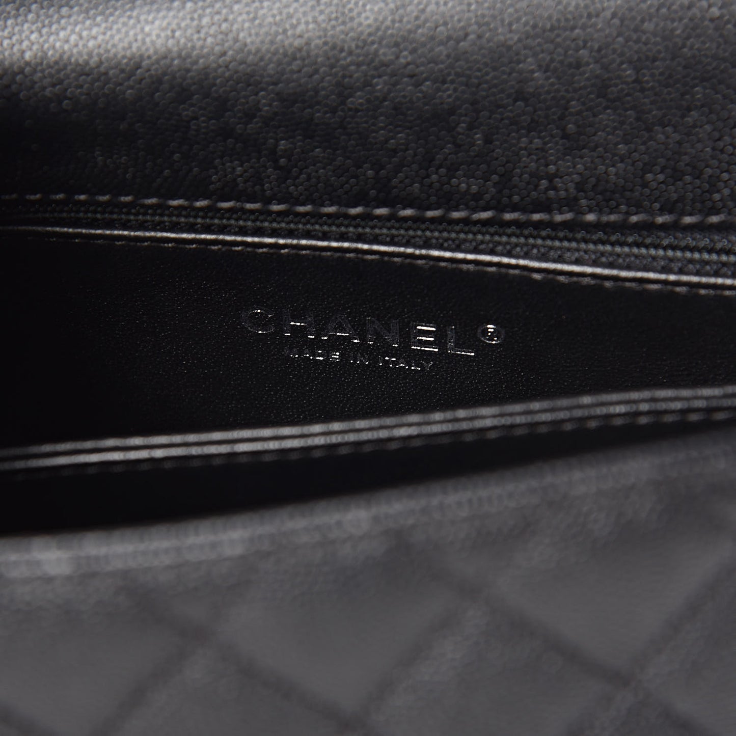 Caviar Lizard Quilted Mini Coco Handle Flap Black