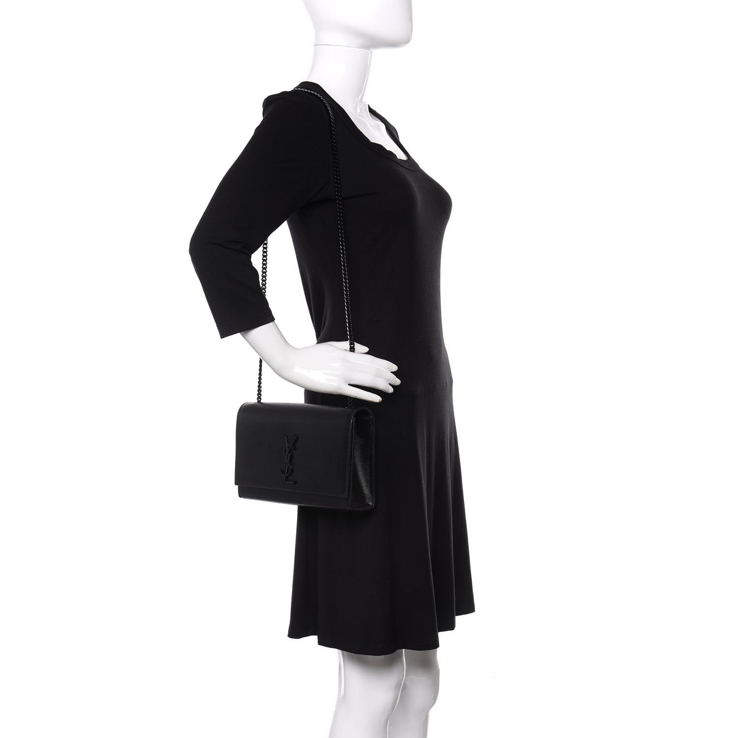 Grain De Poudre Medium Classic Monogram Kate Satchel Black