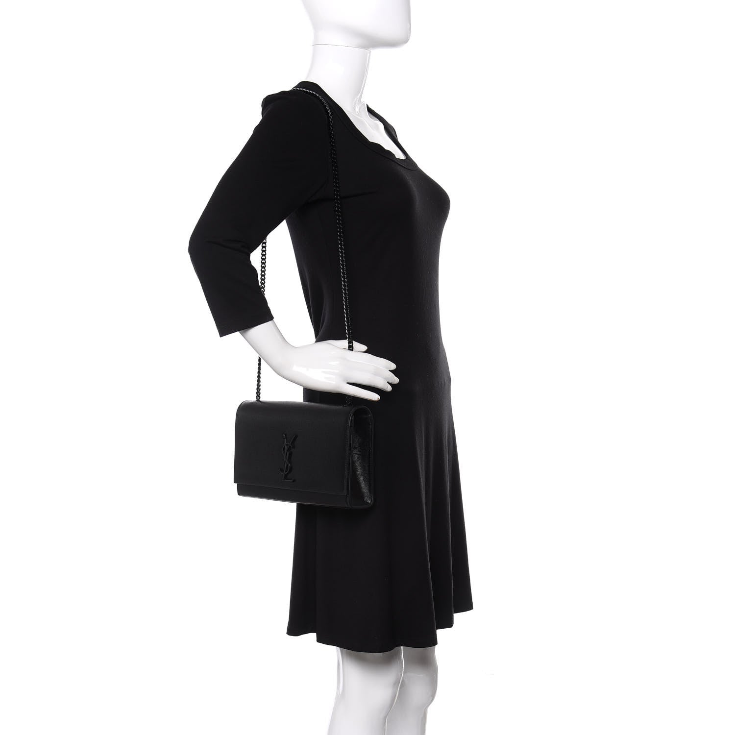 Saint Laurent Grain De Poudre Medium Classic Monogram Kate Satchel Black 2 of 10