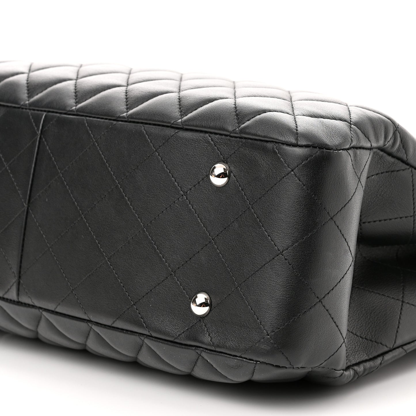 Calfskin Quilted Large Classic Shopping Tote Black