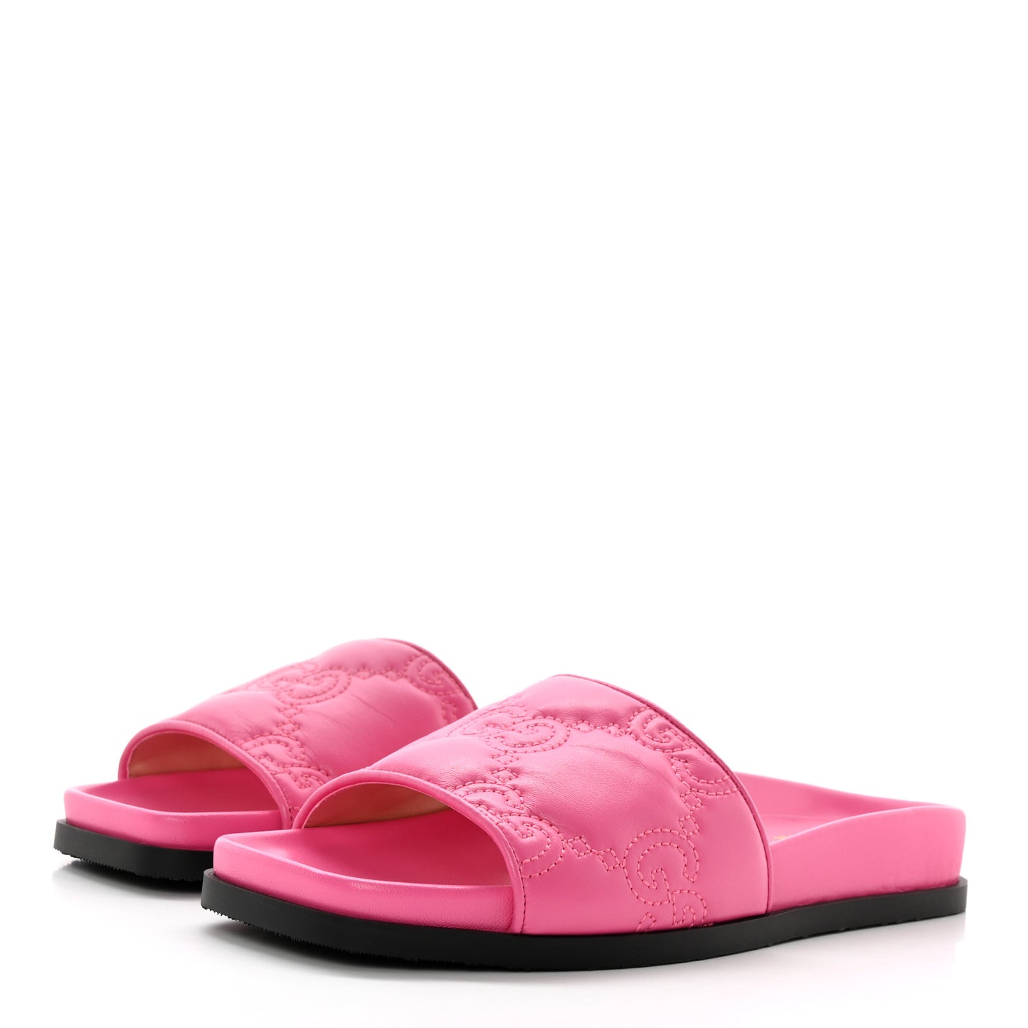 Nappa GG Matelasse Flat Slide Sandals 35 Bon Bon