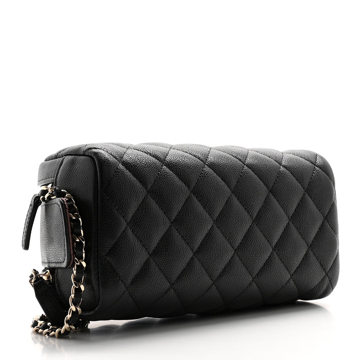 Chanel Caviar Quilted Double Zip Pouch Cosmetic Case Black 4 of 10