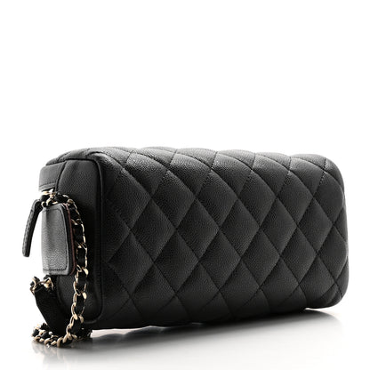 Chanel Caviar Quilted Double Zip Pouch Cosmetic Case Black 4 of 10