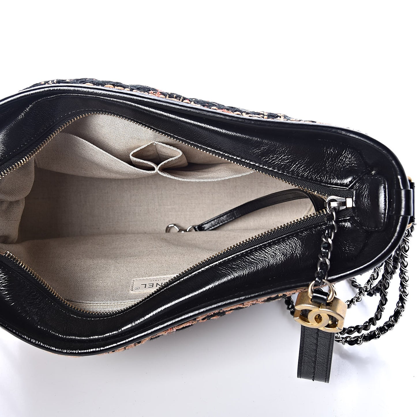 Tweed Calfskin Medium Gabrielle Hobo Black Brown