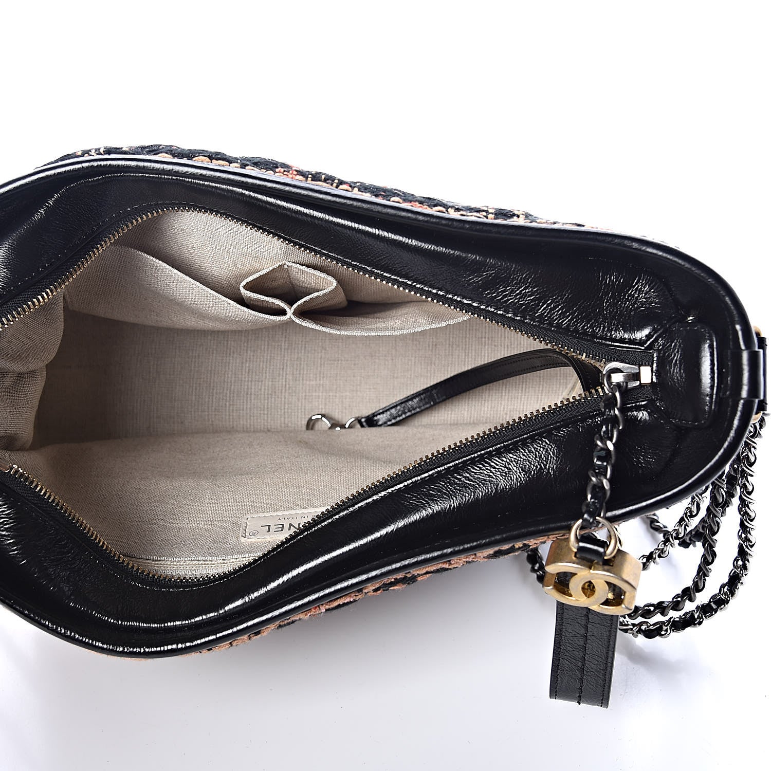 Chanel Tweed Calfskin Medium Gabrielle Hobo Black Brown 5 of 10