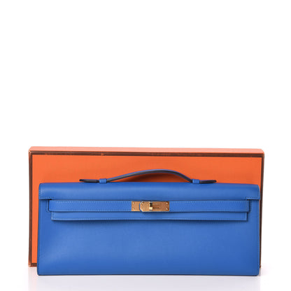 Hermes Swift Kelly Cut Clutch Pochette Bleu Zanzibar 23 of 23
