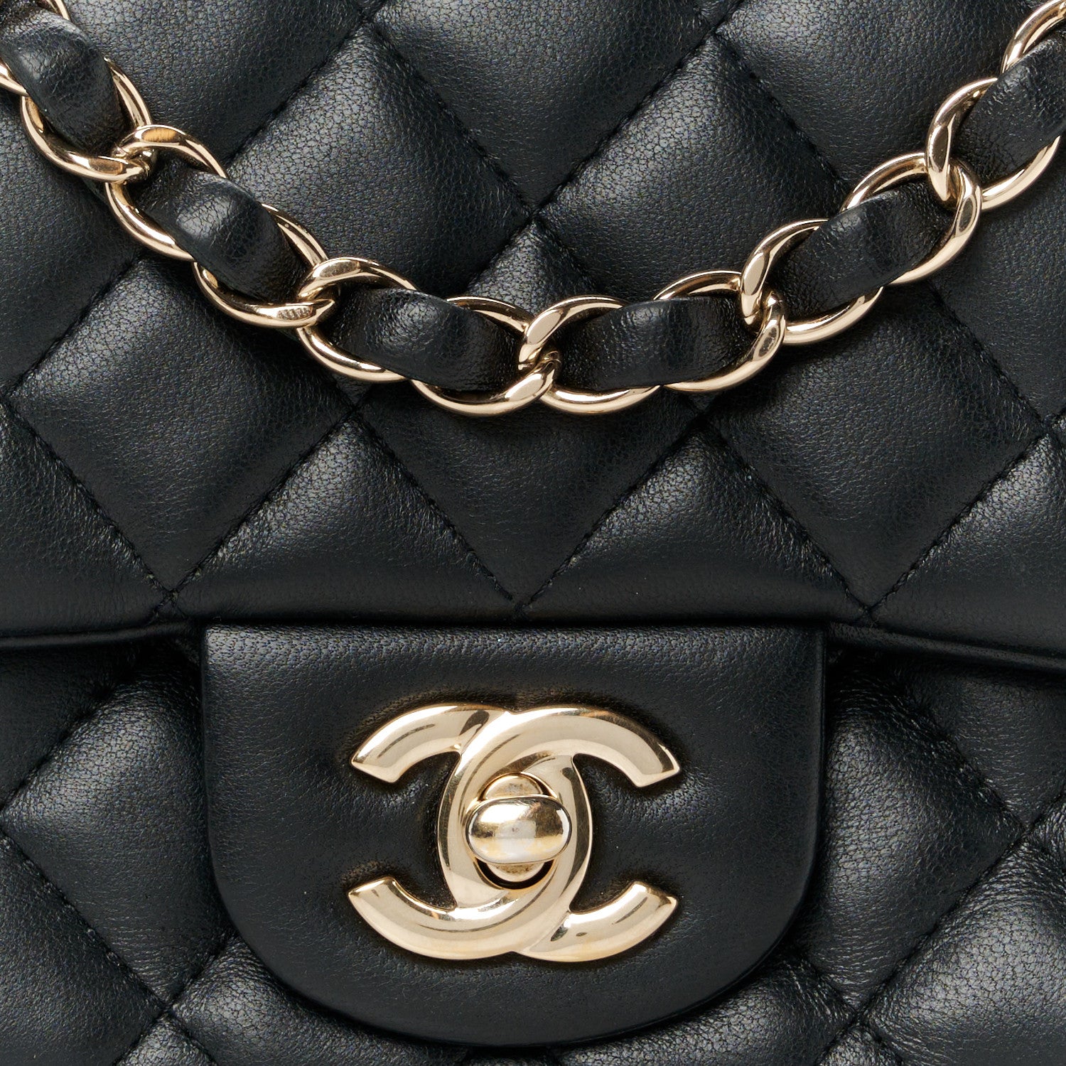 Chanel Lambskin Quilted Mini Square Flap Black 9 of 11
