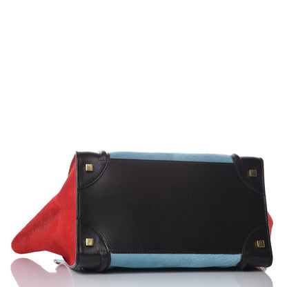 Celine Pony Hair Mini Tri-Color Luggage Glacier Red Black 4 of 15