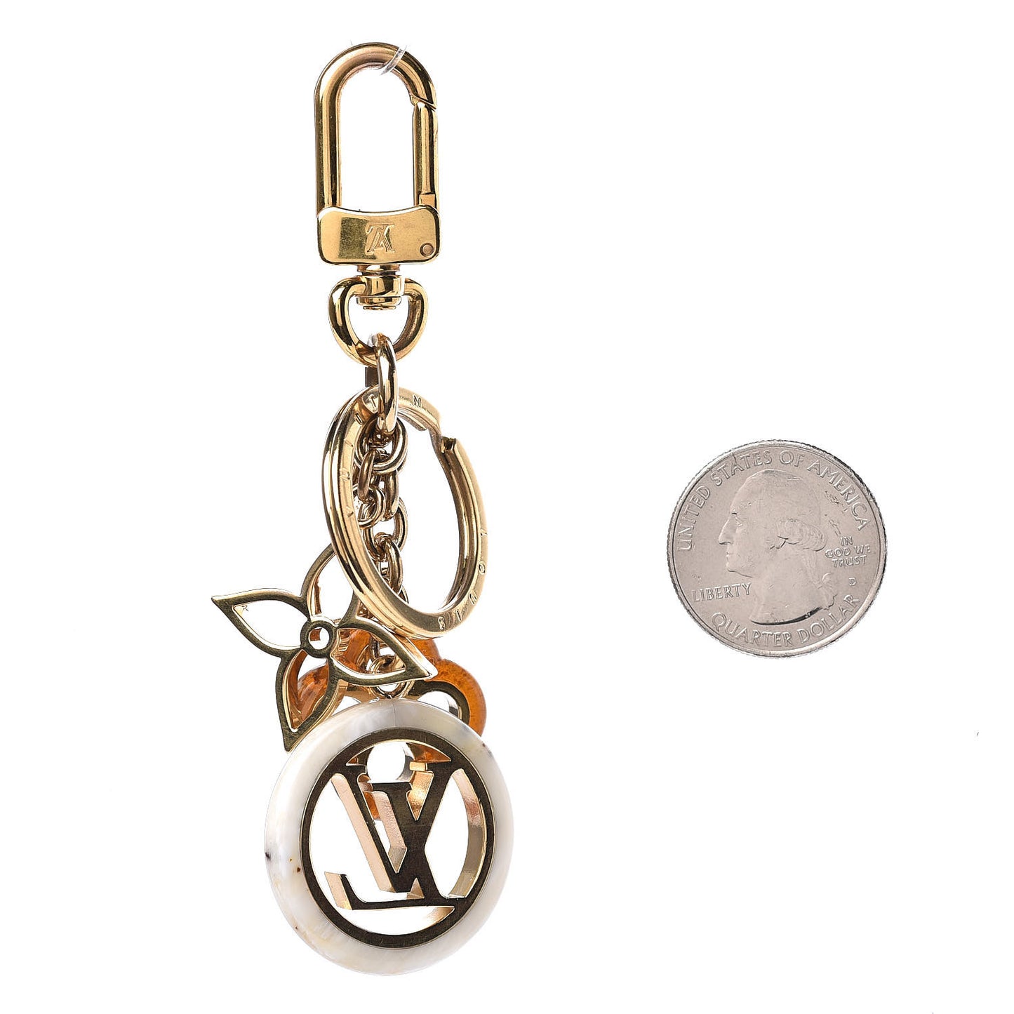 Colorline Bag Charm Key Holder White Brown