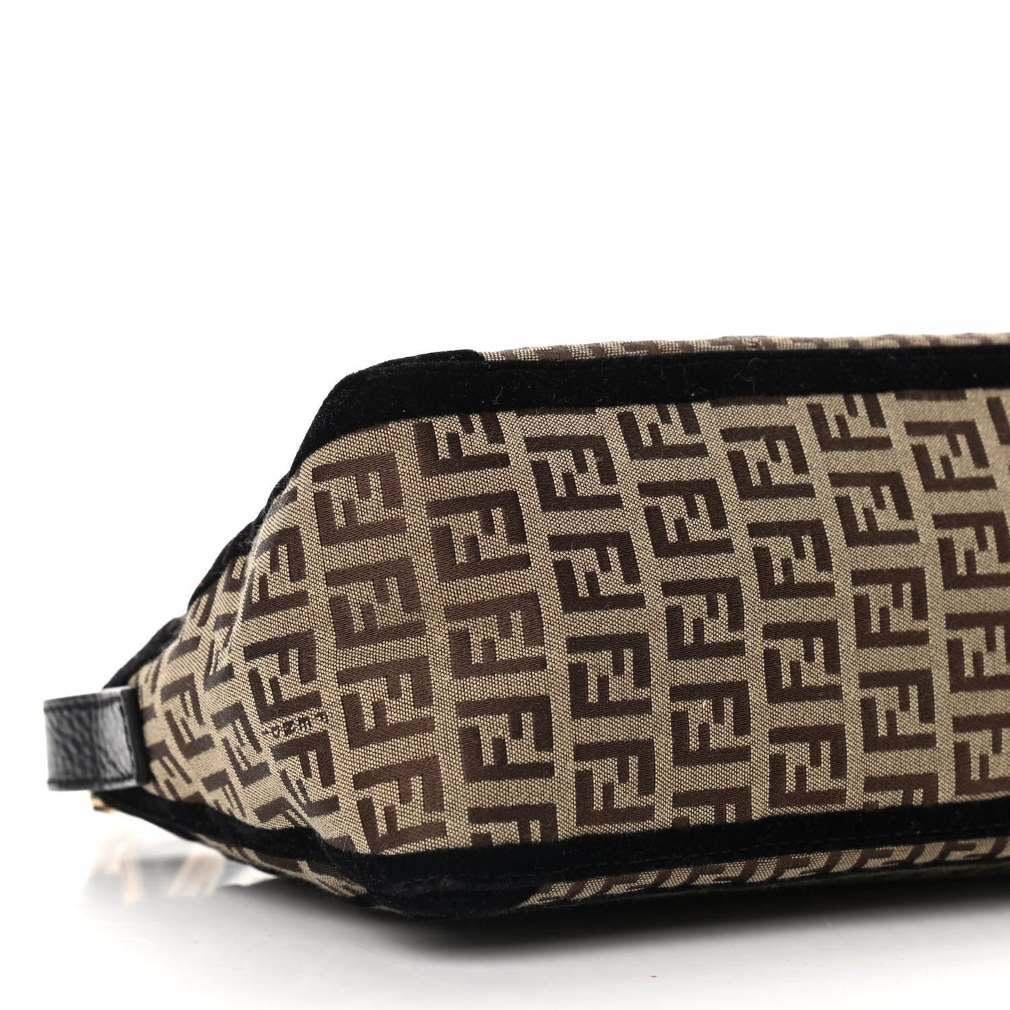 Zucchino Velvet Vitello Small Shoulder Bag Mogano Panna Black
