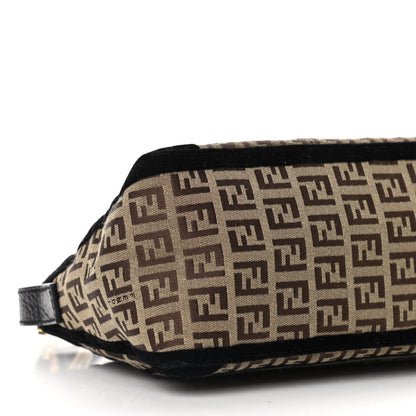 Fendi Zucchino Velvet Vitello Small Shoulder Bag Mogano Panna Black 7 of 8