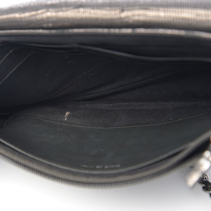 Chanel Iridescent Stamped Calfskin Half Moon Wallet On Chain WOC Silver 8 of 16