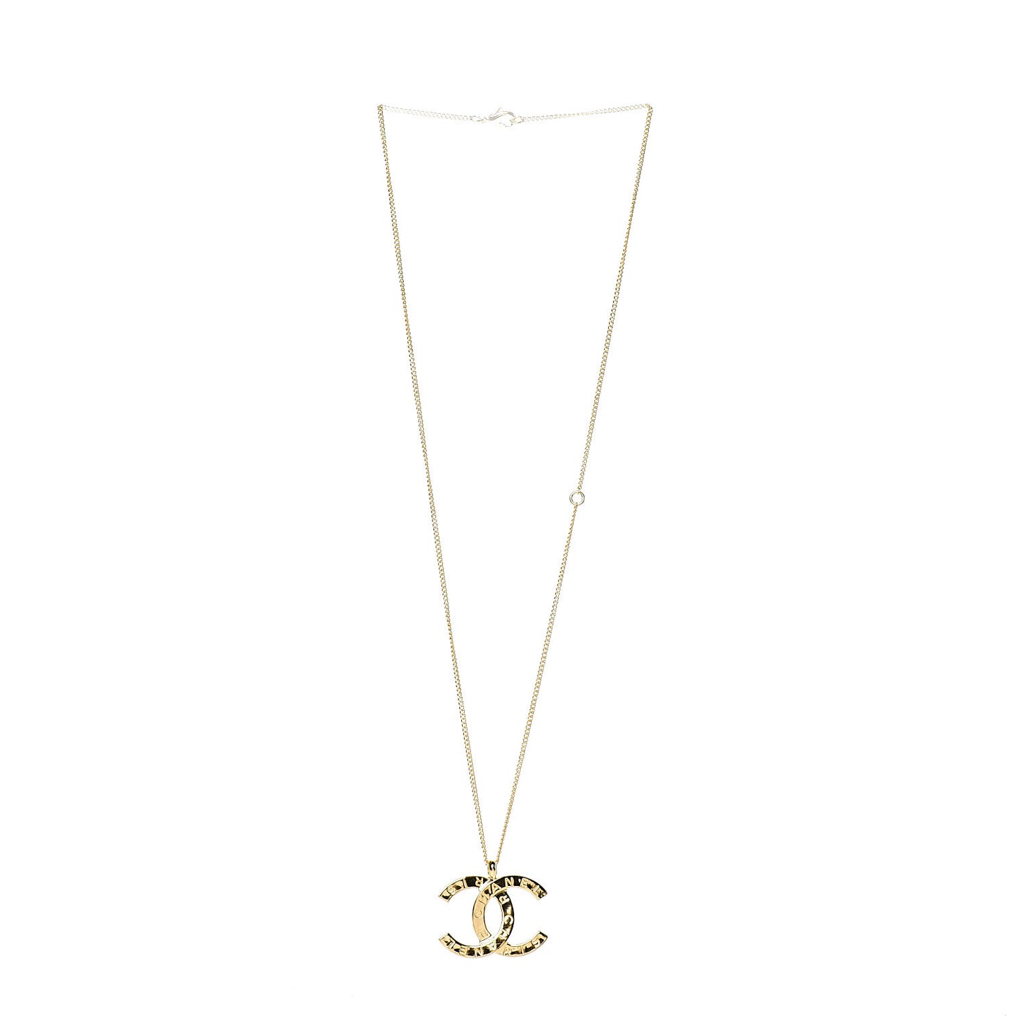 Metal CC Paris Button Necklace Gold