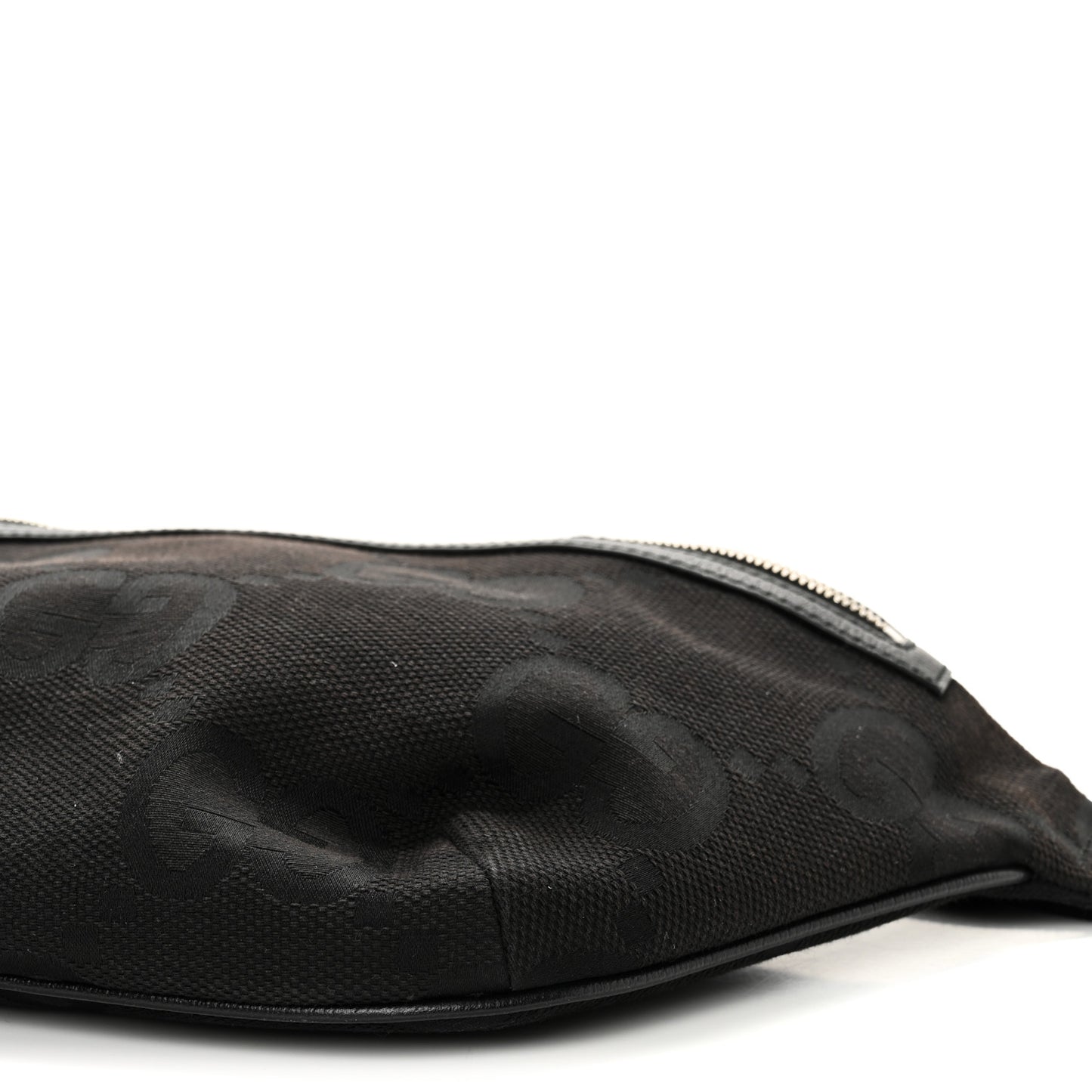 Monogram Jumbo GG Textured Dollar Calfskin Web Belt Bag Black