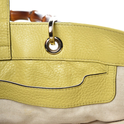 Gucci Calfskin Large Bamboo Shopper Tote Citrus 8 of 15
