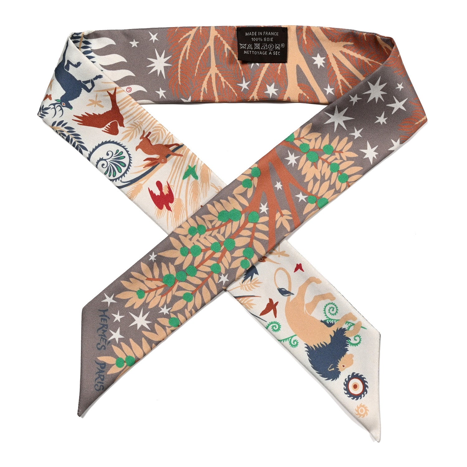 Hermes Silk Le Charme D Orphee Twilly Etoupe Creme Vert 1 of 4