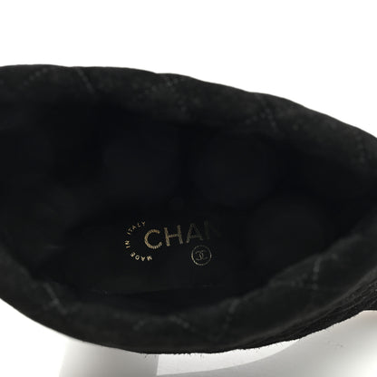 Chanel Suede Quilted Foldover CC Heart Short Boots 40.5 Black 7 of 8
